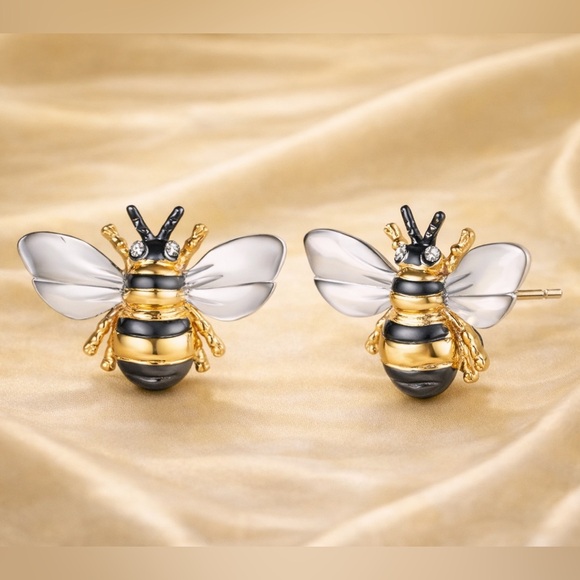 Anthropologie Jewelry - Gold Bee Minimalist Earrings